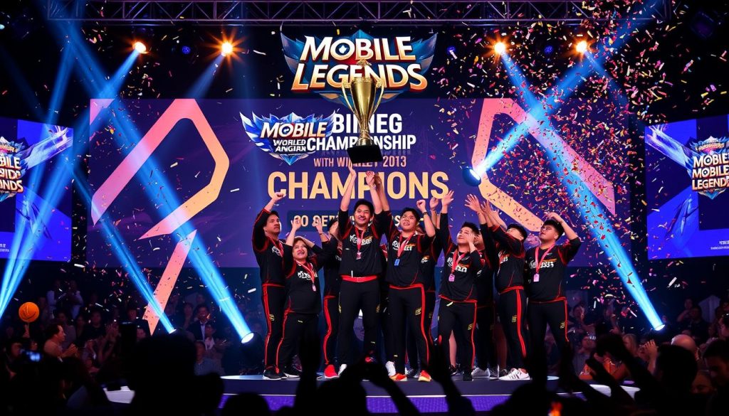 Церемония награждения чемпионов Mobile Legends: Bang Bang MOBA киберспорт Церемония награждения чемпионов Mobile Legends: Bang Bang MOBA киберспорт